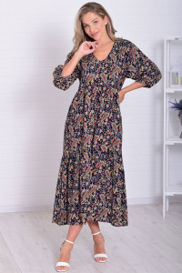 Платье женское Ф1074 штапель (р-ры: 46-56) темно-синий