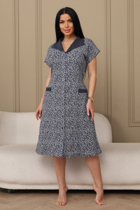 Халат женский 029 кулирка (р-ры: 50-66) синий-цветы