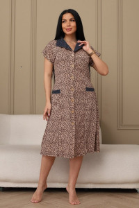 Халат женский 029 кулирка (р-ры: 50-66) бежевый-цветы