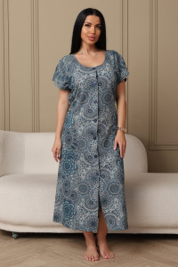 Халат женский 001 кулирка (р-ры: 54-70) голубой-круги