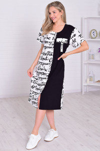 Халат женский 3212 кулирка (р-ры: 48-66) черный+белый