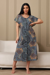 Халат женский 001 кулирка (р-ры: 54-70) оранжевый-круги