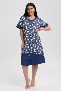 Платье женское 591 кулирка (р-ры: 48-62) синий-горох