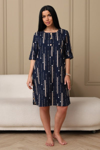 Платье женское 602 кулирка (р-ры: 48-62) синий-буквы
