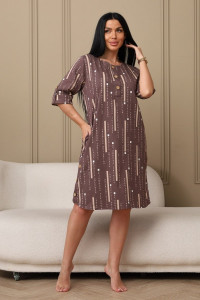 Платье женское 602 кулирка (р-ры: 48-62) кофейный-буквы