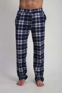 Брюки мужские М178 кулирка (р-ры: 46-60) темно-синяя клетка