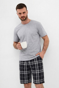 Пижама мужская "Челси" МП-3 кулирка (р-ры: 48-56) клетка черный