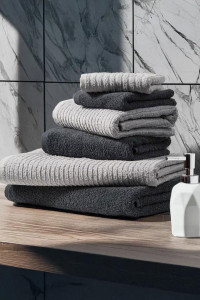 Набор махровых полотенец "Романс" 6 шт. графит-серо-голубой