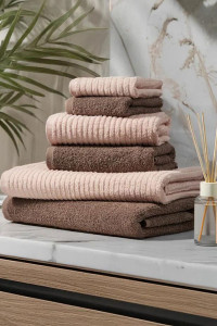Набор махровых полотенец "Романс" 6 шт. розово-бежевый-розово-коричневый