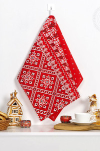 Полотенце кухонное рогожка "Народные узоры"