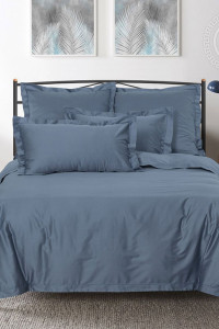 Постельное белье мако-сатин "Сине-серый"