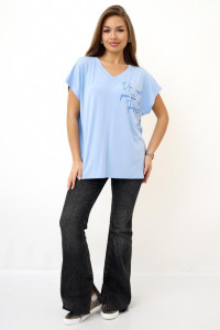 Футболка женская "Бэтти Х" вискоза (последний размер) светло-голубой 52,54