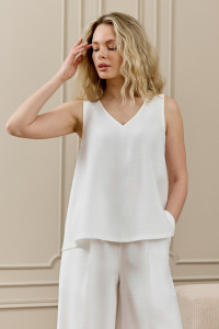 Блузка-топ женская "Ясмина-2" фактурное полотно (р-ры: 44-54) белый