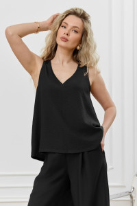 Блузка-топ женская "Ясмина-2" фактурное полотно (р-ры: 44-54) черный