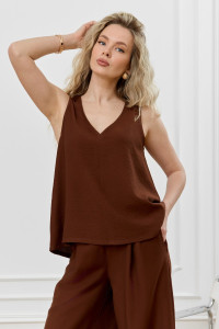 Блузка-топ женская "Ясмина-2" фактурное полотно (р-ры: 44-54) коричневый