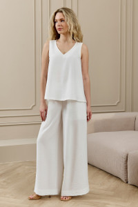 Брюки женские "Ясмина-3" фактурное полотно (р-ры: 44-54) белый
