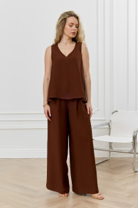 Брюки женские "Ясмина-3" фактурное полотно (р-ры: 44-54) коричневый