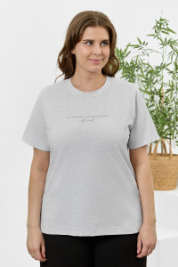 Футболка женская "Соло" кулирка с лайкрой (р-ры: 48-64) серый меланж