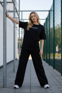 Костюм двойка женский "Нила-2" футер 2-х нитка с лайкрой (р-ры: 42-52) черный