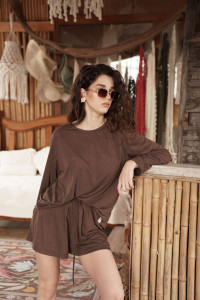 Костюм двойка женский "Флам с вискозой" М-137КП флам с вискозой (р-ры: 40-54) коричневый