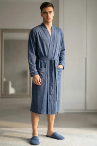 Халат мужской "Родриго" кулирка (р-ры: 48-62) джинс