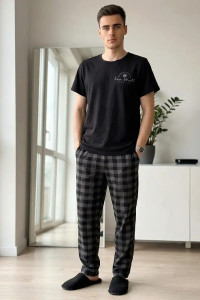 Костюм двойка мужской "Хорс" (брюки) кулирка (р-ры: 48-58) черный