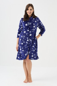 Халат женский №85404 велсофт (р-ры: 44-58) синий