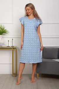 Сорочка женская №312 кулирка пенье (р-ры: 50-60) голубой цветок