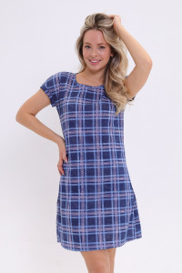 Туника женская №303 кулирка пенье (р-ры: 44-54) синий-клетка