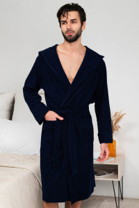 Халат мужской №319 махра (р-ры: 48-58) темно-синий