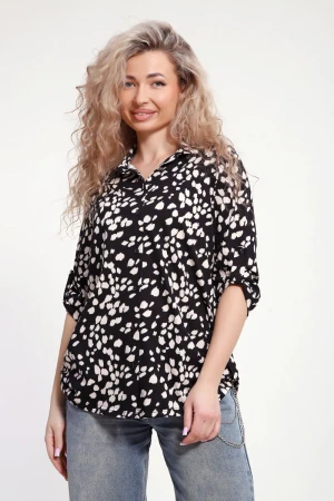 Туника-рубашка женская №37011 кулирка (р-ры: 46-60) черный