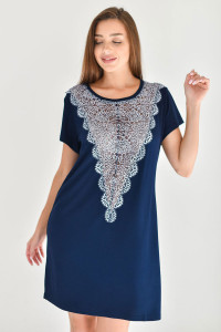 Сорочка женская "Алла" вискоза с кружевом (последний размер) синий 46