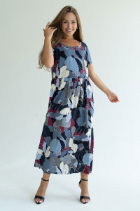 Платье женское "Фиджи" штапель (последний размер) чернильный 48,50