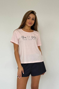 Пижама женская "Свирель Г" (шорты) лапша-кулирка (последний размер) графит-розовый 52