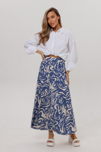 Юбка женская Ю-14/1 штапель набивной (р-ры: 46-60) индиго