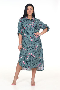 Туника женская "Миди" ТК-25 кулирка (последний размер) буквы перелив хаки 50,54,56