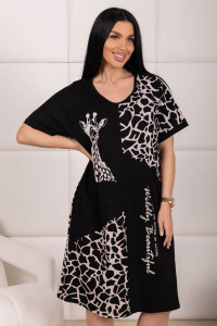 Платье женское 2180 кулирка (р-ры: 48-62) черный-бежевый