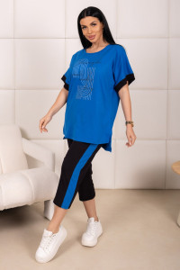 Костюм двойка женский 2173 кулирка (р-ры: 48-62) черный-синий