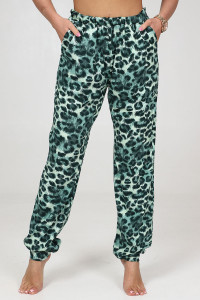 Брюки женские БК-275 кулирка (последний размер) леопард зеленый 50
