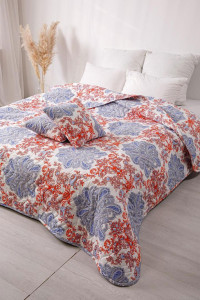 Покрывало стеганое двухстороннее поплин "Царственный образ" красно-синий