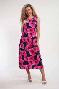 Сарафан женский "Яна" М463 кулирка (р-ры: 46-60) розовые маки