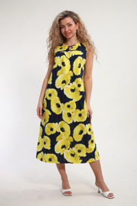 Сарафан женский "Яна" М463 кулирка (р-ры: 46-60) желтые маки