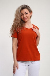 Футболка женская "Сима" М464 кулирка с лайкрой (р-ры: 46-60) терракотовый