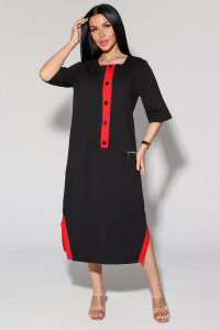 Платье женское №2155/2 футер 2-х нитка (р-ры: 48-58) чёрный