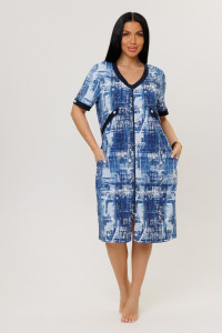 Халат женский №1762/4 кулирка (р-ры: 50-60) синий