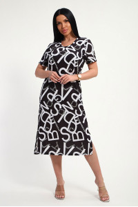 Платье женское "Изабелла" масло (р-ры: 48-62) буквы на черном