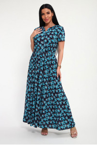 Платье женское "Виктория" масло (р-ры: 48-58) бирюзовый цветок