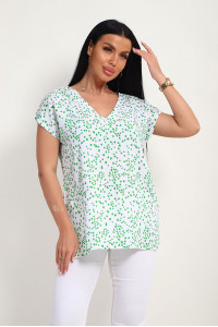Блузка женская "Шери" штапель (р-ры: 48-58) бело-зеленый