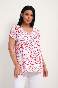 Блузка женская "Шери" штапель (р-ры: 48-58) бело-красный
