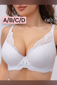 Бюстгальтер женский OIRO кружевной с пуш-ап ALICE 1032 (последний размер) белый 85D,105D